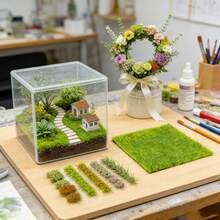 Miniature Static Grass Tufts & Flower Clumps Set For Model Train Diorama, 15x15cm (5.91x5.91in) Artificial Lawn + 1 Box Assorted Color Flower Bushes Kit For Wargaming Terrain, Micro Landscape, Dollhouse Garden, DIY Craft Scenery Building Supplies - Multicolor - View 12
