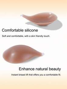 1 Pair Reusable Women's Silicone Invisible Lift-Up Breast Pads - Coffee Brown - View 4