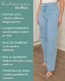 Women's Wide Leg Jeans, High Waist, Marbled, No Lycra, Premium, Sophisticated, Comfortable, Elegant - 淺色水洗藍 - 查看 6