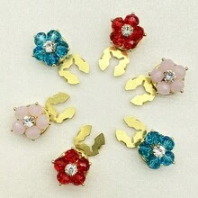 1个衬衫纽扣套，时尚水钻袖扣，龟形纽扣，衬衫配饰 - 紅色 - 查看 3