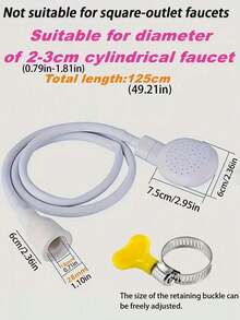 便携式水槽龙头淋浴喷头，多功能橡胶软管淋浴喷头，安装简便，用途广泛，适用于浴室水槽和花园水管连接，可用于洗发、宠物洗澡、房车浴室和家庭使用，也适用于户外淋浴和圆形水龙头，同时也是节日送礼佳品。 - 彩色 - 查看 4