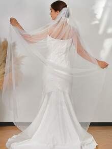 1pc Short Versatile Pearl Bridal Veil, Minimalist Elegant Headpiece For Women's Wedding Dress, Marriage Registration - 彩色 - 查看 8