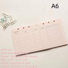 40 hojas de recambio A6/A7 de lista de deseos rosa, perforadas con 6 agujeros, papel premium de 120g, para planificador y diario de anillas de 6 agujeros - Rectángulo - Ver 12