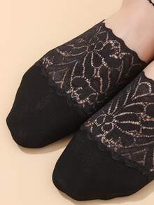 1/4 双装女士时尚低帮隐形袜，低帮隐形踝袜，珍珠镶嵌系带后跟，适合日常穿着 - 彩色 - 查看 4