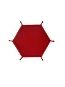 1pc PU Leather Velvet Folding Storage Tray, Hexagonal Dice Tray, Dice Holder Storage Box, Plain Desktop Storage Basket For Dice Games - A - View 12