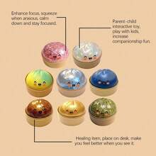 Cute Pink Glitter Steamed Bun Squishy Toy With Beige Steamer Case, Kawaii Slow Rising Soft Squeeze Squishies, Fidget Squishy Toys For Kids Stress Relief & Sensory Play - 藍色閃光 - 查看 8