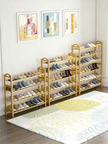 1个3/4/5层竹制鞋架收纳架，垂直多层大容量鞋架，适用于玄关、走廊、衣柜、阳台和客厅，是家庭和公寓收纳运动鞋、靴子、高跟鞋和拖鞋的理想之选。 - 彩色 - 查看 4