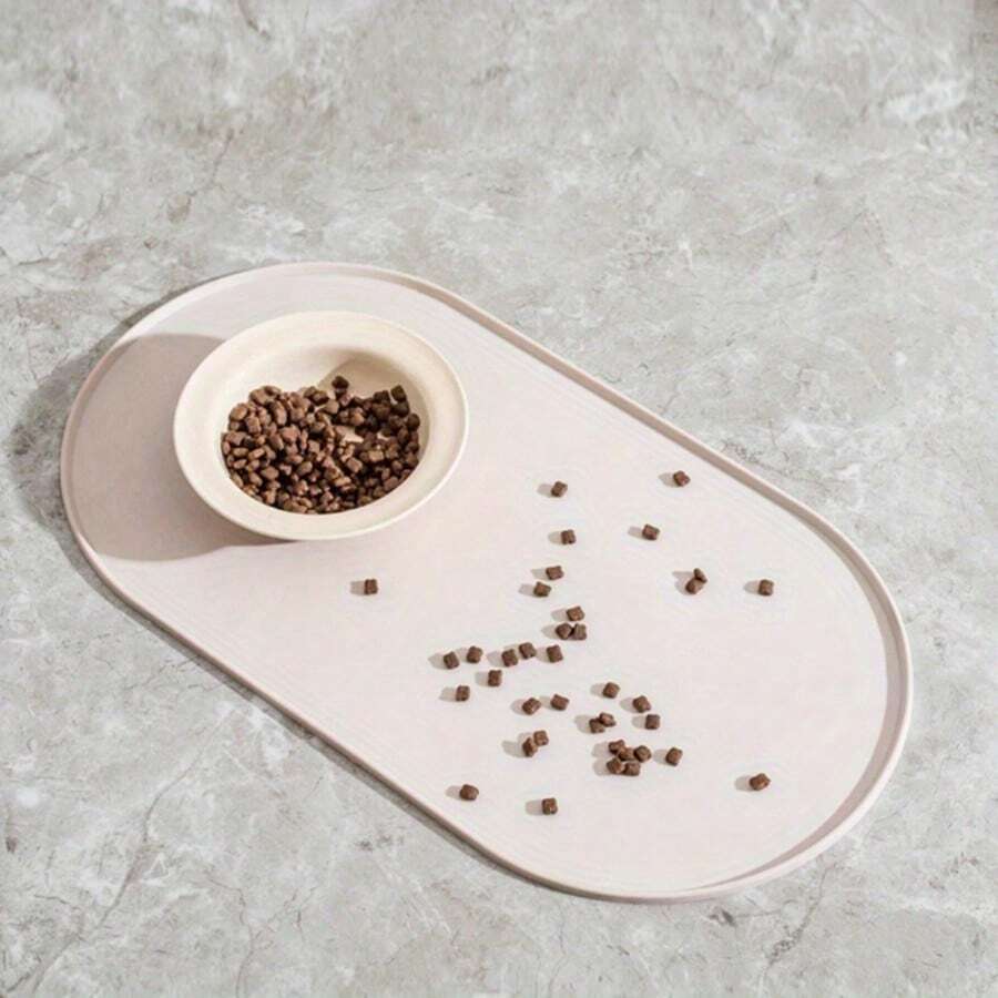 1pc Pet Placemat, Leak-Proof Non Slip Feeding Mat For Dogs And Cats, Elliptical Bowl Pad