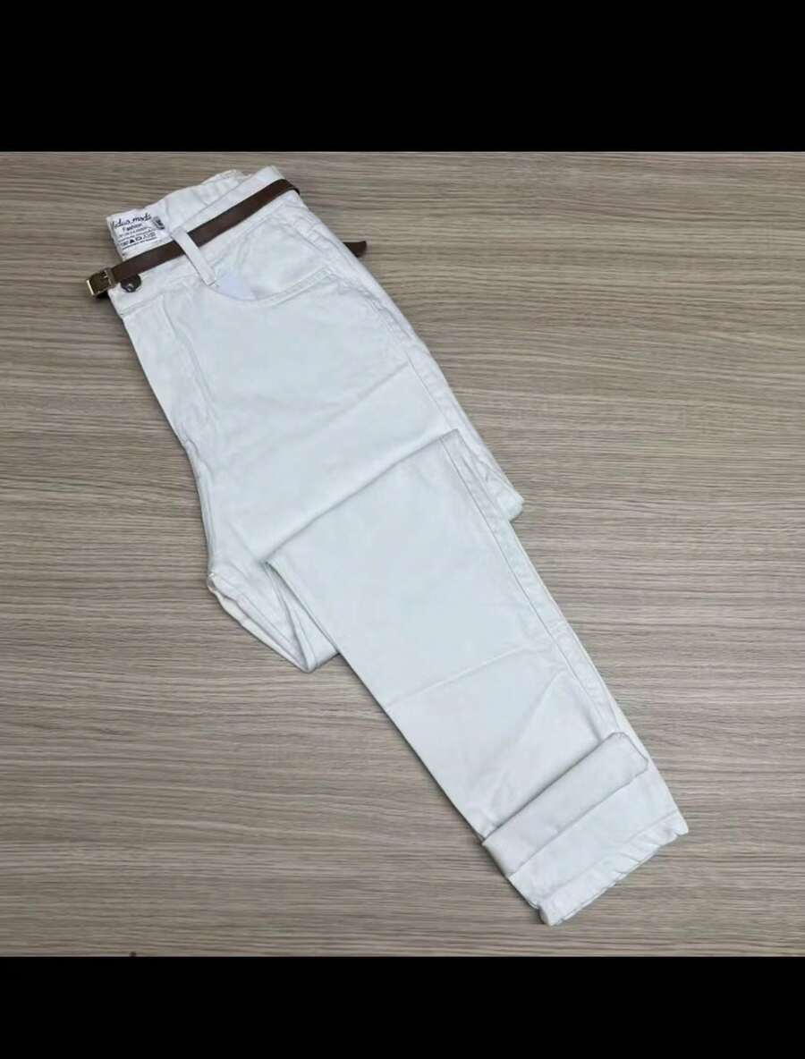 Women's High Waist Mom Jeans - Màu be - Xem 1