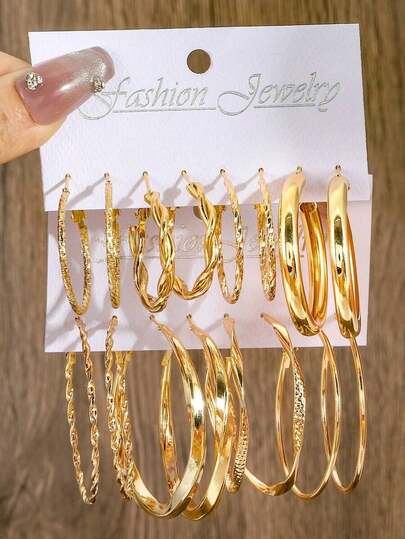 16pcs Minimalist Hoop Earrings, Casual Daily Accessories