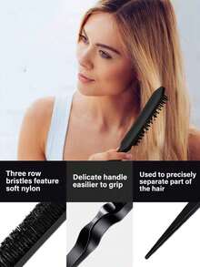 3pcs Smooth Hair Brush Set | Pointed Tail Brush, Boar Bristle Brush, Fine Mist Spray Bottle, Edge Brush, Volumizing Brush | Smooths Frizzy, Flyaway Hair | Pink/Black/Purple | Spring Gift, Graduation/School Gift | Salon, Beauty Parlor, Travel, Back To School, Vacation Essential - Hair Comb Set - View 10