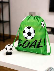 1pc Football Drawstring Backpack, Polyester Portable Storage Bag, Convenient Drawstring Bag, Football Game, Entertainment, Back To School, Graduation Gift - Multicolor - View 10