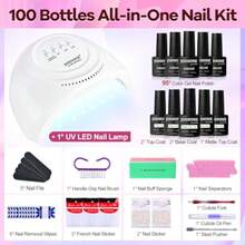 100 PCS Gel Nail Polish Starter Kit with U V Light 95 Colors Macarons Combined with Dark Colors Nail Gel No Wipe Base Coat Top Matte Coat Long Lasting Shine - 95KIT05 - Ver 5