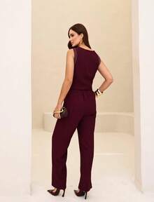 Women's Elegant Premium Tailored Suit – Sophisticated Style And Absolute Comfort. Casual And Stylish For The Office. - 酒紅色 - 查看 2