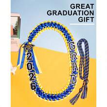 2026届毕业花环，双股编织丝带项链，可作礼金花环、毕业荣誉绶带，手工制作，祝贺毕业生，毕业装饰，2026届荣誉绶带，男女通用毕业礼物，高级纪念品，毕业装饰，毕业配饰，毕业花环配饰，蓝白毕业花环，2026届毕业生，毕业花环，学生礼物，派对用品 - 彩色 - 查看 1