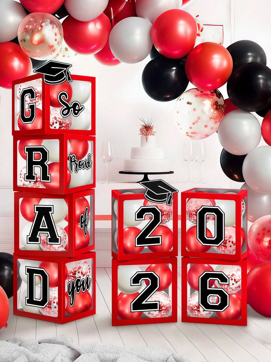 2026 Graduation Decorations, Red And Black Graduation Decorations, 2026 Arch Tool Kit Containing Letters, 2026 Middle School, High School, College And More Graduation Supplies