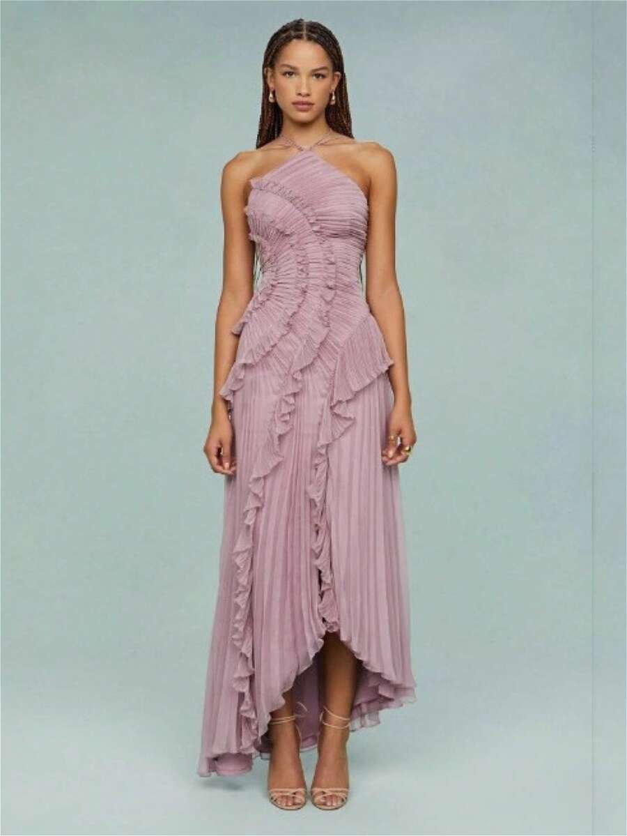 Women's Dress, New  Pleated Collar Sexy Dress, Sweet Dress - 粉色 - 查看 1