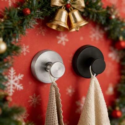 1/2/4pcs Stainless Steel Suction Cup Hooks, Bathroom Use, No Drilling Required, Can Hang Clothes, Adhesive Hooks, Vacuum Suction Cup, Single Hook, Bathroom Storage Bathroom Accessories, Suitable For Shower Enclosure - Easy Installation, Matte Finish, Available In Black/Gold/Silver/White - Perfect For Hanging Towels, Bathrobes And Bath Balls On Glass Doors, Tiles And Mirrors, Mother's Day Gift