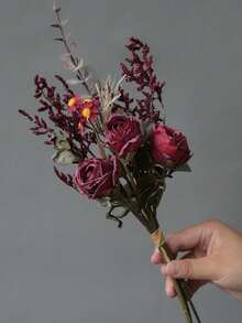 1 Buquê Vintage de Rosas e Margaridas Artificiais, Arranjo de Flores, Decoração para Sala de Estar, Mesa de Jantar, Ornamento Floral - Multicolorido - Ver 12
