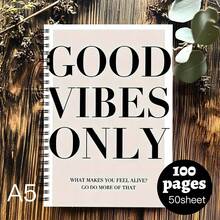 正能量：A5螺旋笔记本，点亮你的每一天，100页，展现活力，适合写日记、作为学校礼物或办公使用，提升你的时尚品味 - A5 - 查看 1