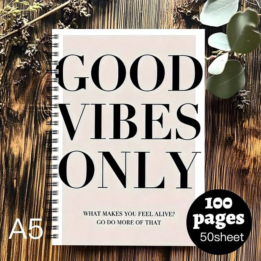 正能量：A5螺旋笔记本，点亮你的每一天，100页，展现活力，适合写日记、作为学校礼物或办公使用，提升你的时尚品味 - A5 - 查看 1