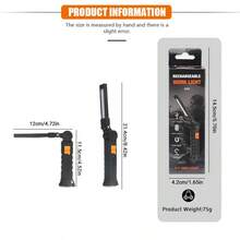 1pc Magnetic Foldable Multi-Functional Flashlight, Rechargeable Professional Car Repair Work Light, 360° Rotatable, Tail Magnet - Multicolor - View 2