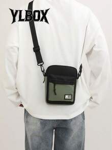 1 Stück Herren quadratische Lässig einfarbige Buchstaben Muster Umhängetasche, Reise Urlaubsgeschenk, Outdoor Fahrrad Tasche, Camping Messenger Tasche Umhängetasche, Frühling Studien Zubehör Geldbörse, College Rucksack, Sommer Papa Umhängetasche, Studenten Sporttasche - Armeegrün - Übersicht 3