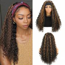 20-Inch Curly Wave Synthetic Wig Headband For Women, Heatproof Long Wig For Daily Wear And Party, No Glue Required - Multicolor - View 14