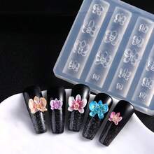 Butterfly Orchid & Lily Silicone Nail Art Mold, 3D Flower Nail Decoration Mold With Carving Pen, Transparent Modeling Template For Hibiscus & Cherry Blossom Design, Suitable For Spring/Summer Resin & Epoxy Professional Supplies - Clear - View 6