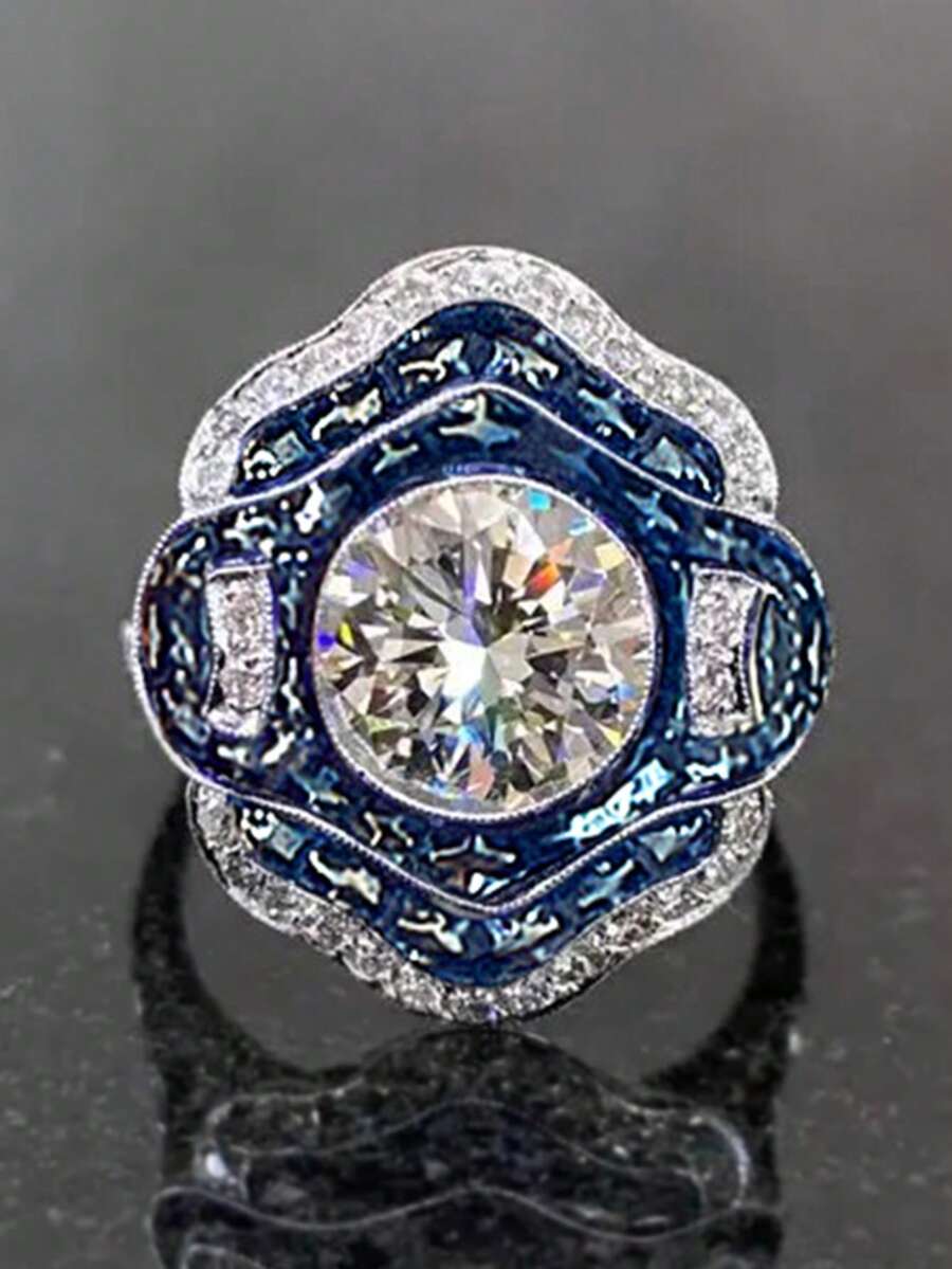 1 PC Glamorous Cubic Zirconia Ring For Women For Wedding Engagement Anniversary Party Jewelry Valentine's Day Gift - 1# - View 1