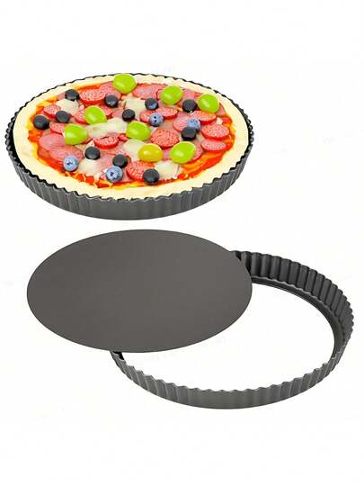 Khuôn làm bánh trứng tart (1/2/3 chiếc), khay nướng pizza bằng kim loại có đáy tháo rời, dụng cụ làm bánh, đồ dùng nhà bếp, phụ kiện nhà bếp, đồ dùng gia đình, nhiều kích cỡ, dụng cụ nướng bằng thép carbon có thể tái sử dụng.