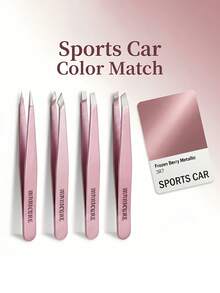 4支装高品质不锈钢眉镊，脱毛镊，内生毛镊，弯头眉镊，面部护理工具，睫毛嫁接辅助工具，化妆工具 - 查看 7