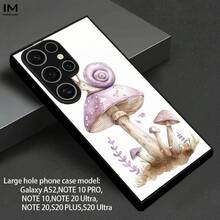 Purple Snail Mushroom Decorative Pattern High-End Glass Case, Popular Business Or Everyday Style, Suitable For S25, S24, S23, S22, S21, S20, NOTE20, NOTE10, A55, A54, A53, A52, A36, A35, A34, A33, A23, A15, A14, A13, A05s, A05. Special Glass Phone Case, Stylish, Elegant, Fashionable Phone Case, Suitable For Everyday Use, Stylish Pattern, Artistic Print, UV Printing Design, Designer Phone Accessory, Decorative Case, For Fashion Enthusiasts And Smartphone Users - 黑色 - 查看 8