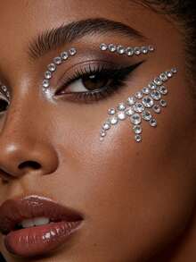 1 st 3 mm akryl strassklistermärke, färgglada runda ansiktsjuvelklistermärken, DIY diamantklistermärken för hår, konsertlook, ansiktsjuveler - Vitt - Visa 7