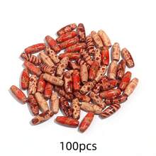 100颗木色桶形印花天然木散珠，孔径：3毫米，适用于DIY珠宝制作 - 彩色 - 查看 7