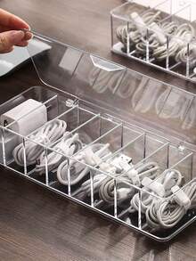 Multi-Purpose Desktop Cable Management, Charging Cable And Accessory Organizer With Winder. Cable Organizer, Rubber Cable Organizer, Winder, Earphone Cable, Charging Cable, Twist Tie, Tie Strap, Soft Rubber Band, Plastic Cable Management Box - Multicolor - View 1