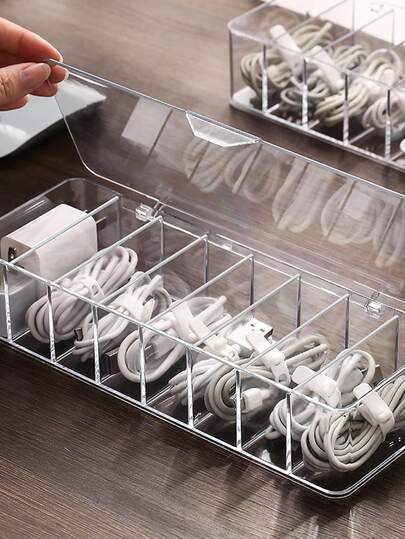 Multi-Purpose Desktop Cable Management, Charging Cable And Accessory Organizer With Winder. Cable Organizer, Rubber Cable Organizer, Winder, Earphone Cable, Charging Cable, Twist Tie, Tie Strap, Soft Rubber Band, Plastic Cable Management Box