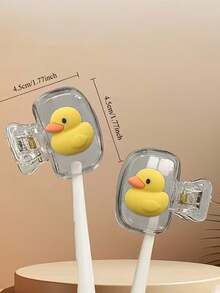 Portable Toothbrush Holder Set With Cute Duck Pattern, Suitable For Home And Travel Use, Protects Your Toothbrush And Maintains Oral Hygiene, Great Gift For Family, Friends, Birthday, Valentine's Day, Wedding, Souvenir, Bridesmaid - Multicolor - View 11