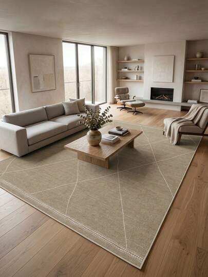 1pc Modern Minimalist Luxury INS Style Rug/Carpet/Area Rug/Doormat - Faded Geometric Striped Rhombus Pattern, Large Size Suitable For Bathroom, Kitchen, Entryway, Hallway, Bedside, Living Room, Bedroom, All Season Washable Faux Wool Carpet Rug, Home Decor