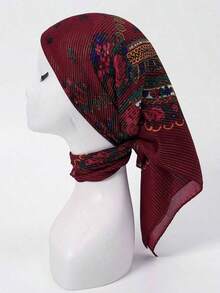 1pc Women's Elegant Multi-Color Metallic Print Headband/Bandana, Versatile Fashion Accessory, Suitable As Holiday Gift For Dress - Màu Đỏ Sâu - Xem 2