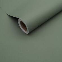 1卷绿色自粘墙纸，乙烯基材质，可撕贴，防水防潮，易于裁剪和安装，适用于客厅、卧室、厨房、家居装饰、橱柜、桌子、梳妆台、衣柜抽屉等家具翻新 - 可移除墙纸 - 純色 - 查看 15