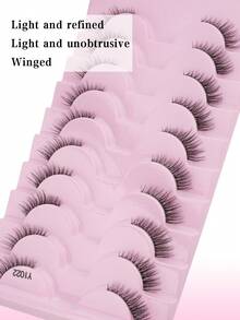 10 Pairs/Box Transparent Short Natural Eyelashes 5-8mm, Suitable For Small Eyes Daily Makeup Wear For Women - Black - View 4