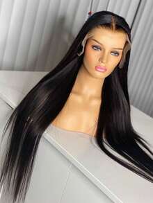 bling hair 13x6 Straight Lace Front Wigs Human Hair HD Transparent Lace Front Human Hair Wigs For Woman Brazilian Lace Frontal Wigs Glueless Wigs Pre Plucked 360 Full Lace Straight Wig Natural Color 30inch - Natural Black - Xem 1