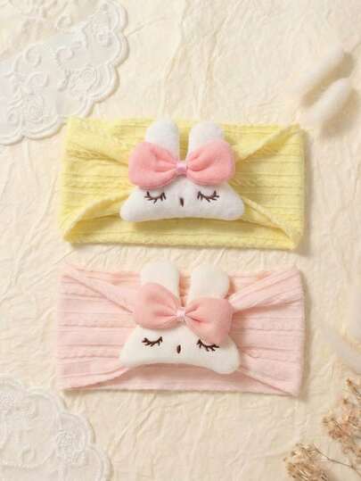 2件套新生儿可爱糖果色柔软亲肤婴儿发带头巾套装，适合户外日常使用，四季皆宜