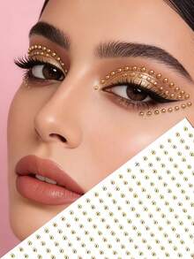 2毫米金色面部饰品、发饰、眉饰、钻石贴纸。可用于装饰精致眼妆、唇部穿孔，或粘贴于鼻部、耳部等部位。小巧精致，可DIY图案。 - 金色 - 查看 2