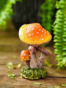 1件逼真3D手绘树脂蘑菇装饰品，适用于家居和花园盆栽植物、微型景观装饰、户外盆栽装饰、可爱种植配件、梦幻花园美学植物装饰，适用于庭院、水族箱、电视柜、草坪和家居装饰爱好者。 - 擺飾 - 查看 5