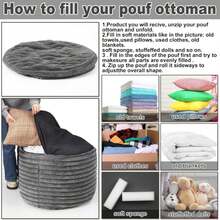 Teenyyou 2 Pcs 26 X 18 Inch Unstuffed Pouf Cover Ottoman Foot Rest - No Filler, Faux Rabbit Fur Foot Stool Floor Bean Bag Floor Chair Storage For Living Room Bedroom Home Decor(Gray) - Grey - View 3