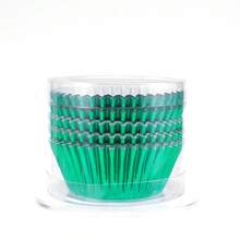 LIFETALK 100 piezas Tazas de papel para cupcakes de boda, forros de cupcakes de metal de aluminio, estuches de papel de aluminio para magdalenas y muffins, tazas para hornear - Ver 15