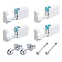 Kit desechable de perforación de oreja/nariz con 2 piezas de perforación de nariz y 2 piezas de perforación de oreja, simple y fácil de usar - Blanco - Ver 13
