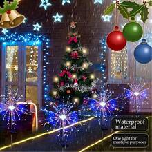 Luces decorativas de fuegos artificiales solares, 8 modos de iluminación, adecuadas para patio/jardín/villa, iluminación exterior, sensor inteligente - sensor de luz y ajuste automático de brillo - Luces de fuegos artificiales montadas en el suelo - Ver 4